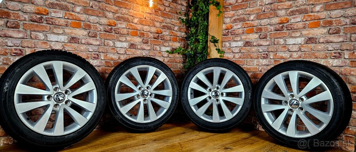 Alu R17 5x112 orig. VW Golf, Caddy, Jetta...+zimné 225/45R17 - 7