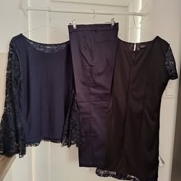 Dámske modré čipkované šaty, topy, nohavice - 7