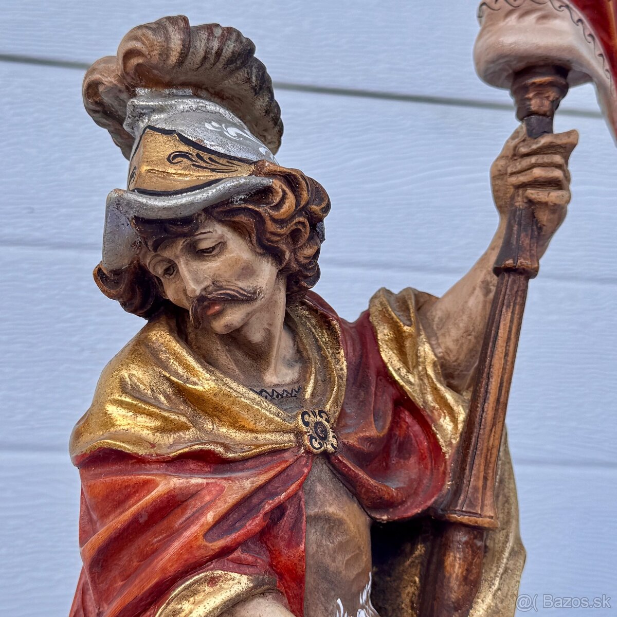 Dřevěná malovaná socha svatý Florián - 7