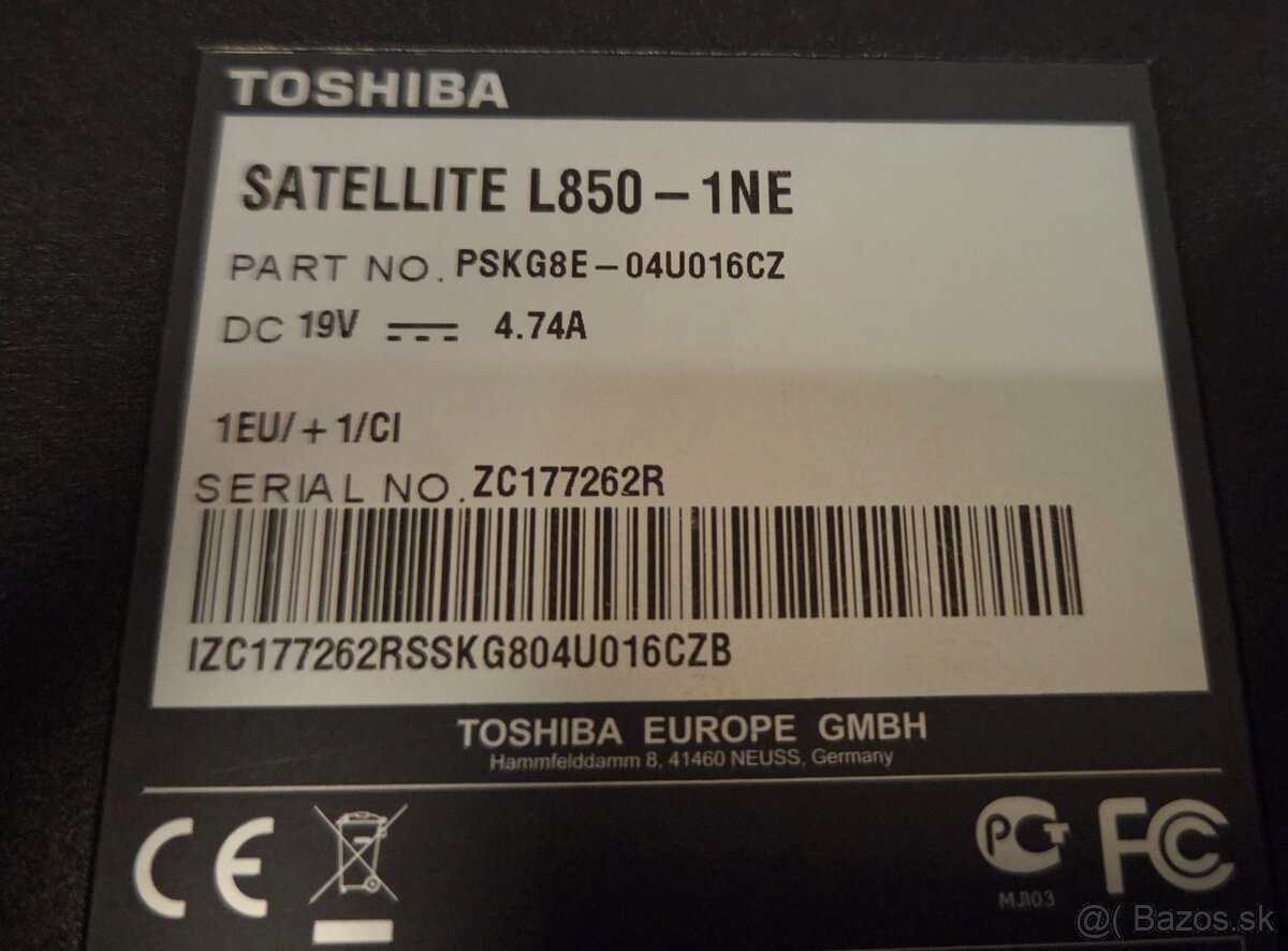 Predam notebook Toshiba Satellite L850 - 7