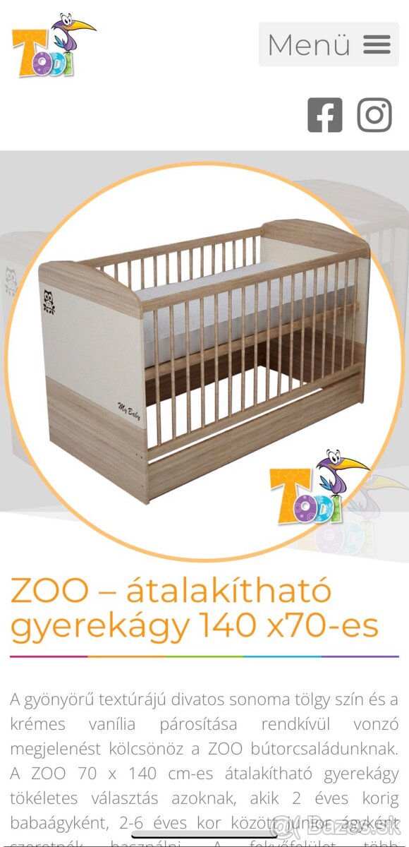Detská postieľka, Variabilná postieľka Todi Zoo, so šuflíkom - 7