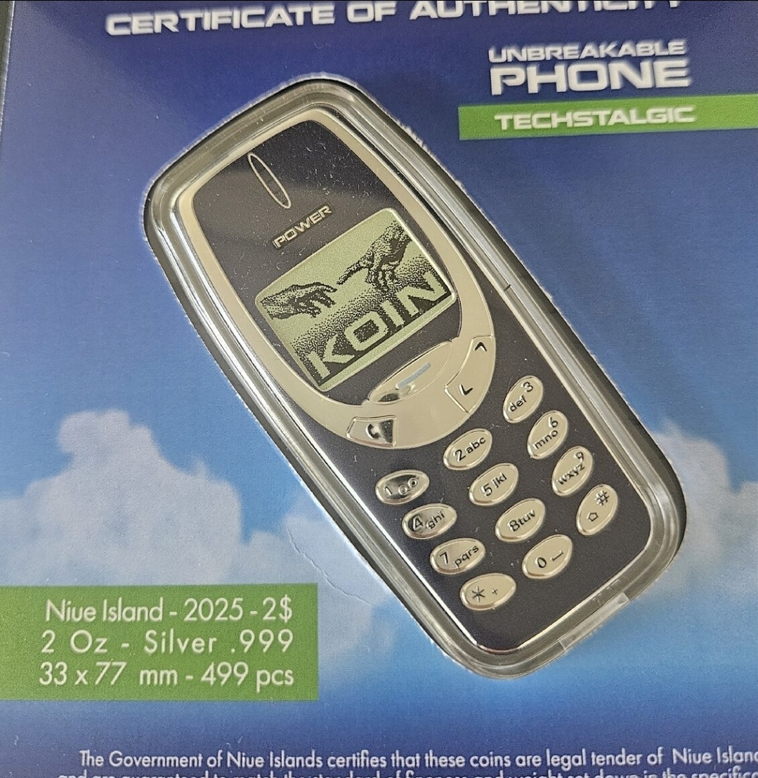 Strieborna minca- telefon Nokia 3310 - 7