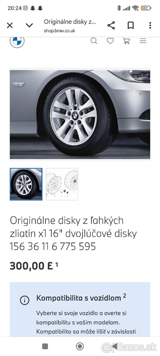 Originál BMW 16' elektrón E90/E91 + nová Guma CONTINENTAL - 7