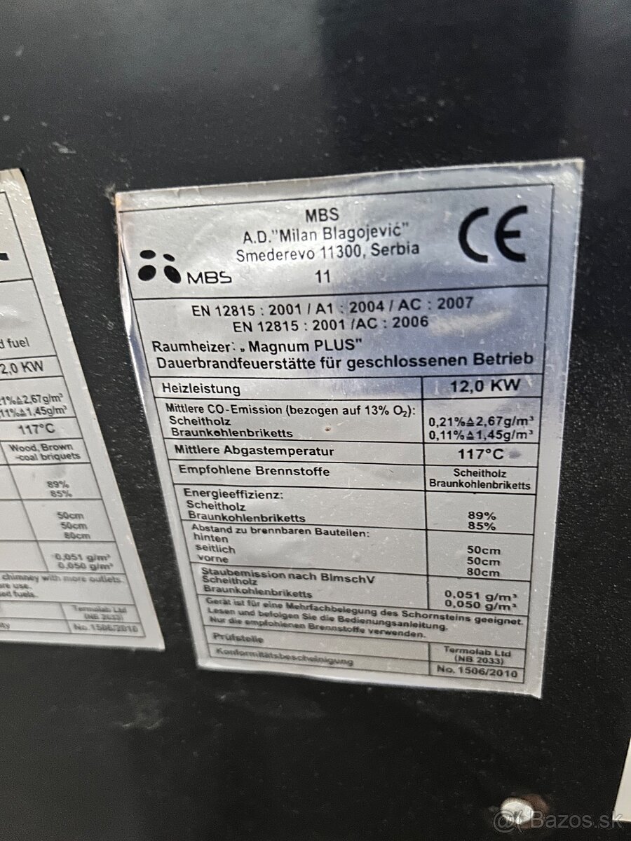 Predám kachle MBS 11 / 12Kw - 7