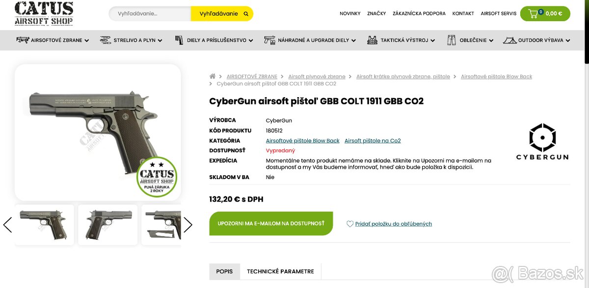 CyberGun airsoft pištoľ GBB COLT 1911 GBB CO2 - 7