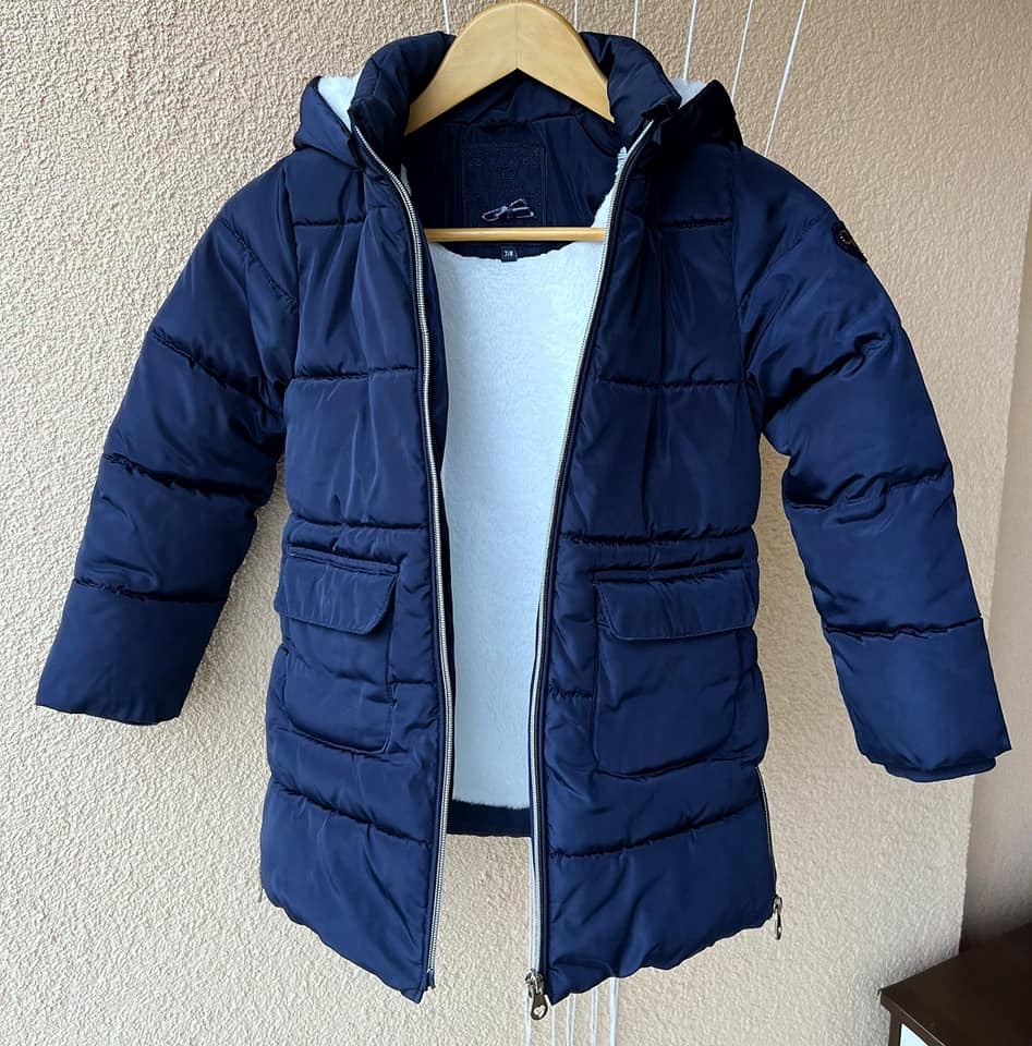 Dievčenská tmavomodrá veľmi teplá zimná vetrovka 7-8rokov - 7