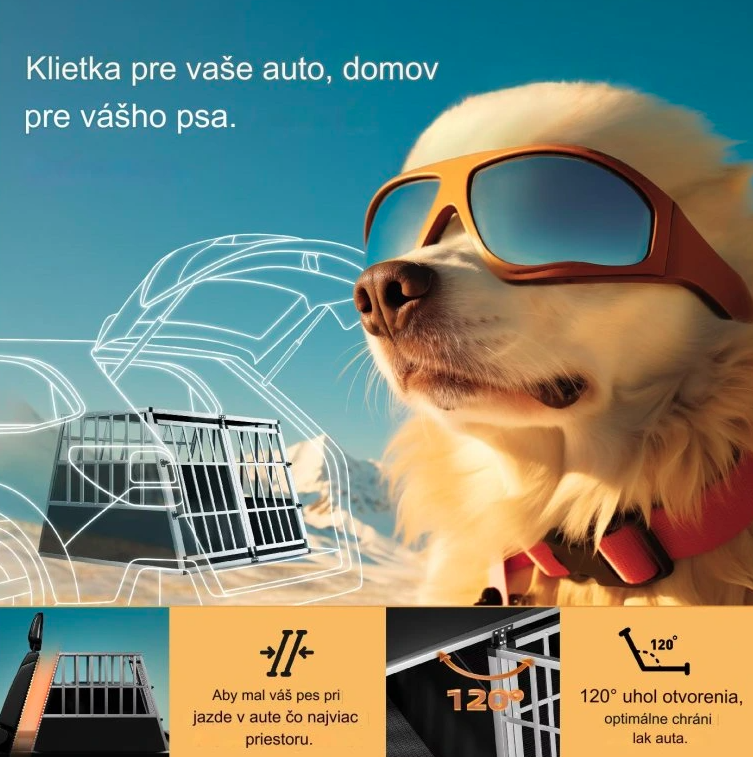 Alu hliníková prepravka pre psa XXL s odnímateľnou prepážkou - 7