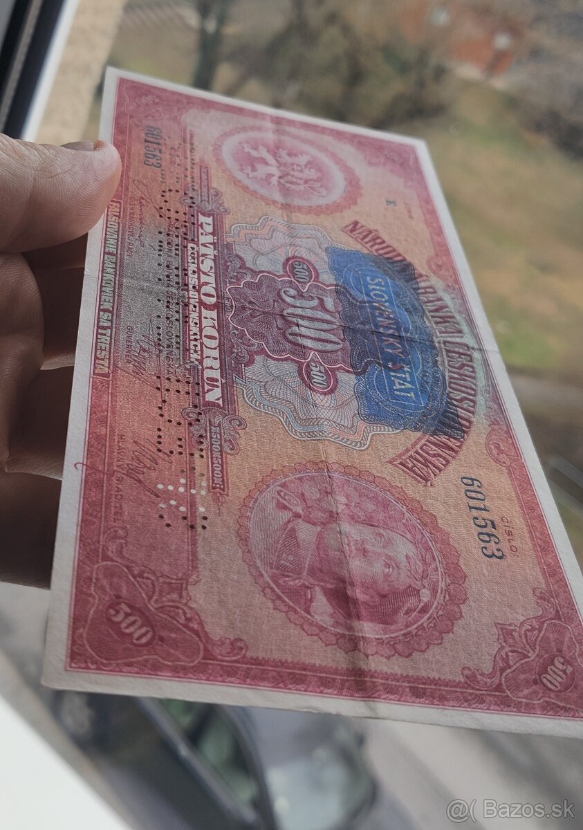 Bankovky Slovenský štát 500Kč 1929/39 Pretlač - 7