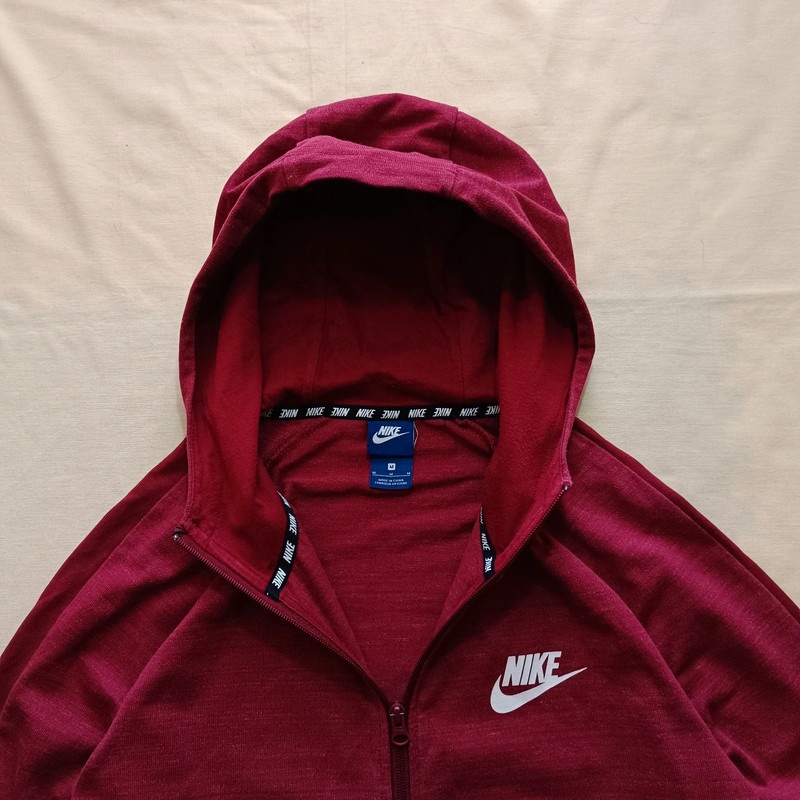 NIKE bordová mikina na zips s kapucňou M - 7