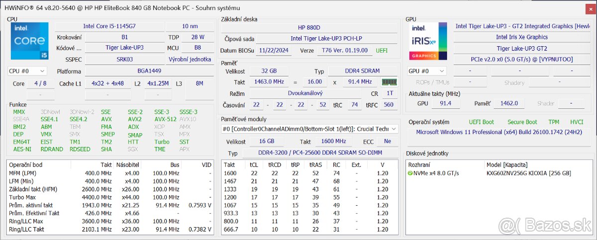 HP Elitebook 840 G8 14" i5-1145G7 32GB 256SSD - 7