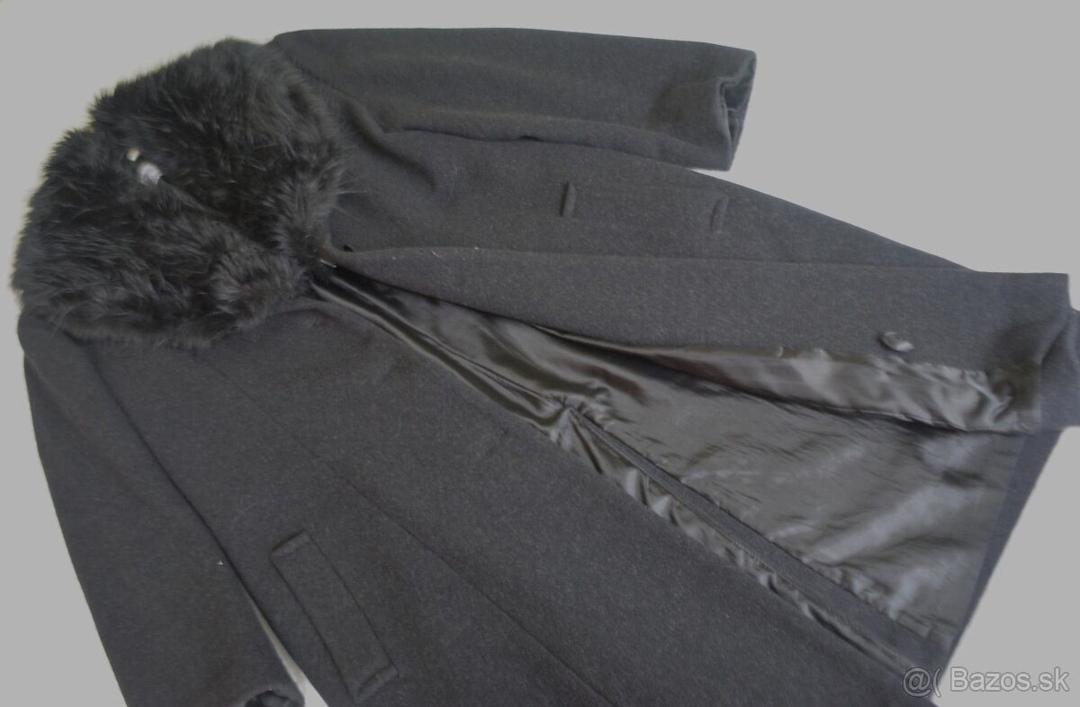 Vlneno-kašmírový kabát s kožušinkou, veľ. L/42 - 7