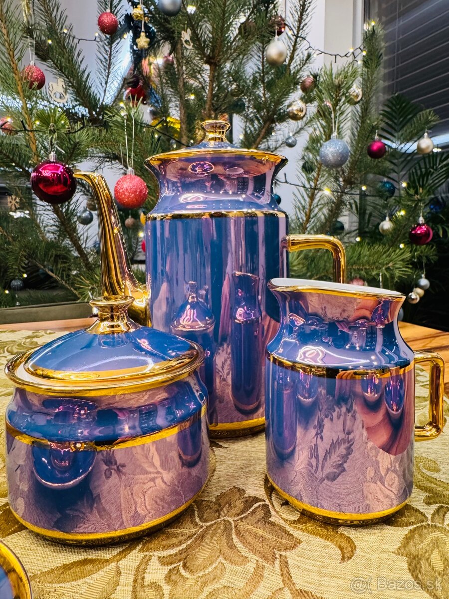 Retro fialová porcelánová súprava Valaská Belá - 7