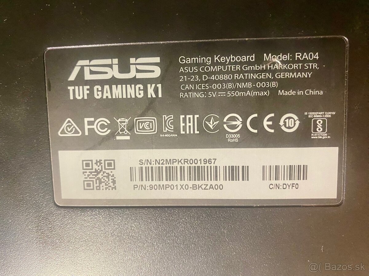 Asus TUF Gaming K1 Klávesnica Čierna - 7