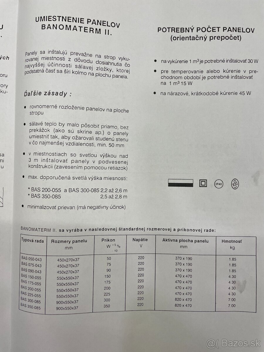 VYKUROVACÍ SÁLAVÝ PANEL 300W, 350W - 7