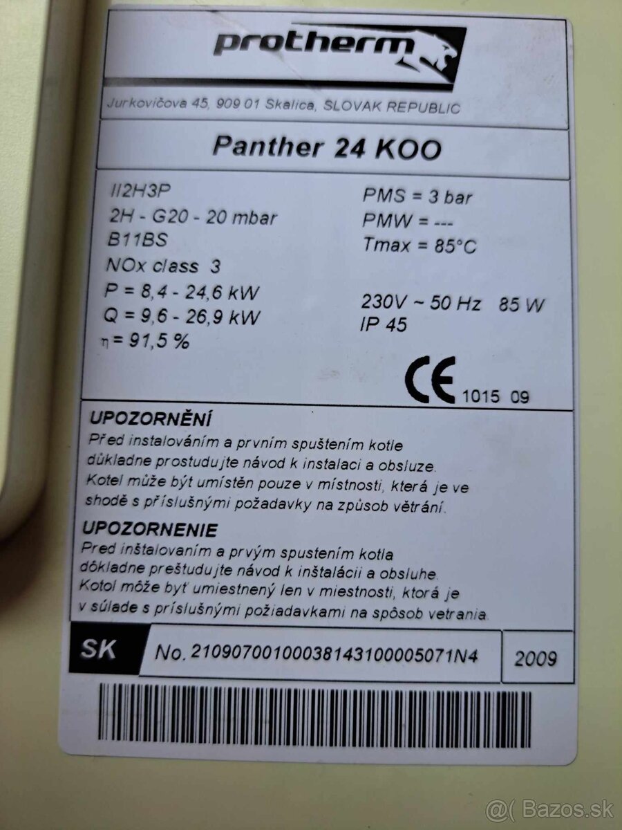 Predám plynový kotol Protherm Panther 24 KOO v.18 - 7