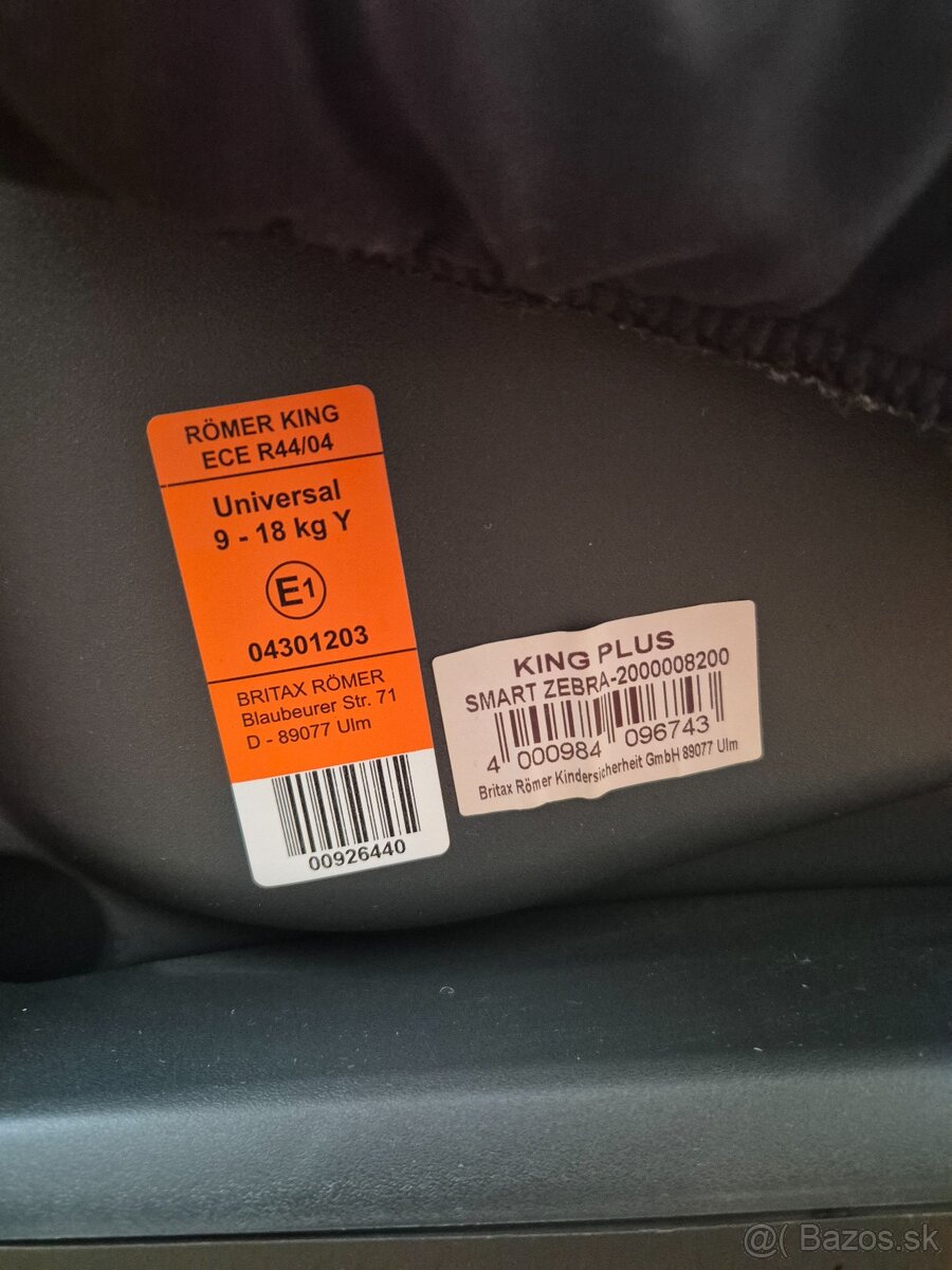 Predam autosedacku Britax Romer King Plus, pouzivana, 9-18kg - 7