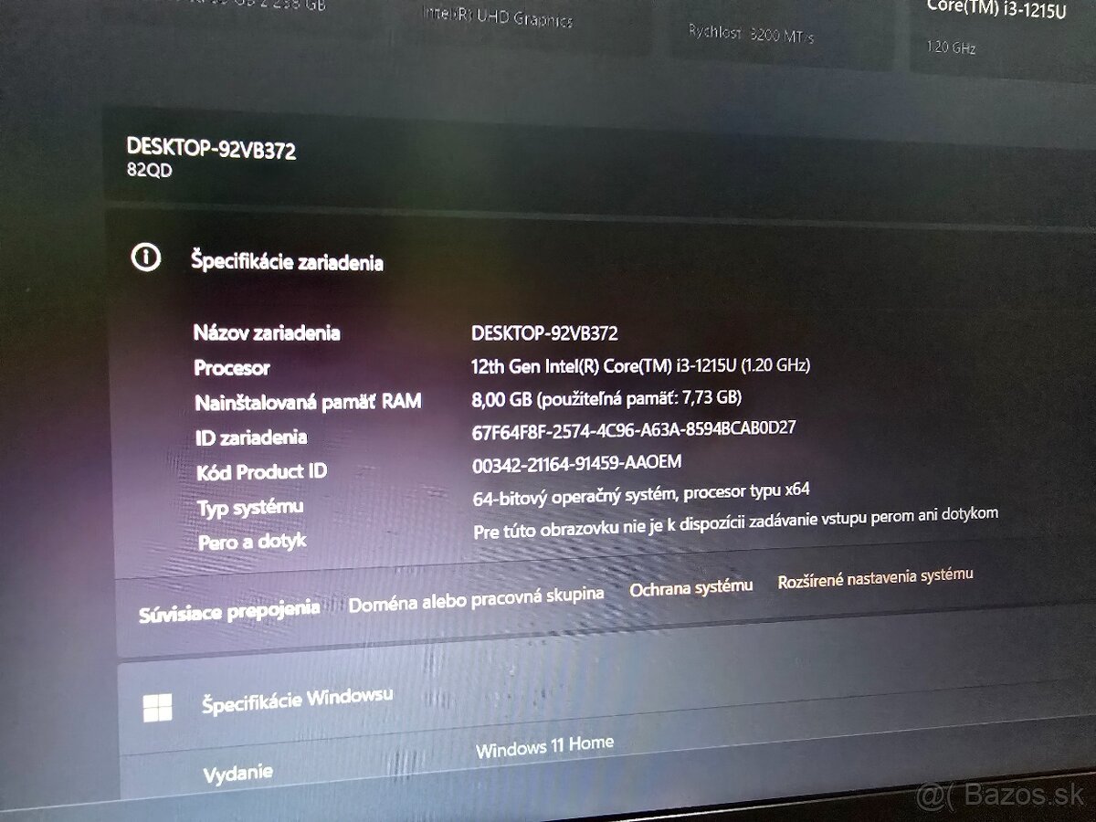 Lenovo ideapad 15.6 1i s 8 gb ram 256gb ssd diskom a i3 proc - 7