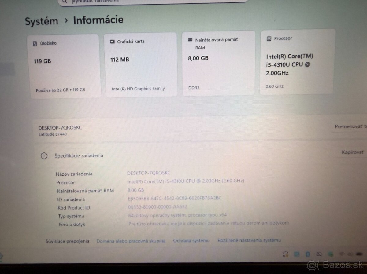 Dell Latitude E7440 / i5 / 8GB RAM / SSD / Win 11 Pro - 7