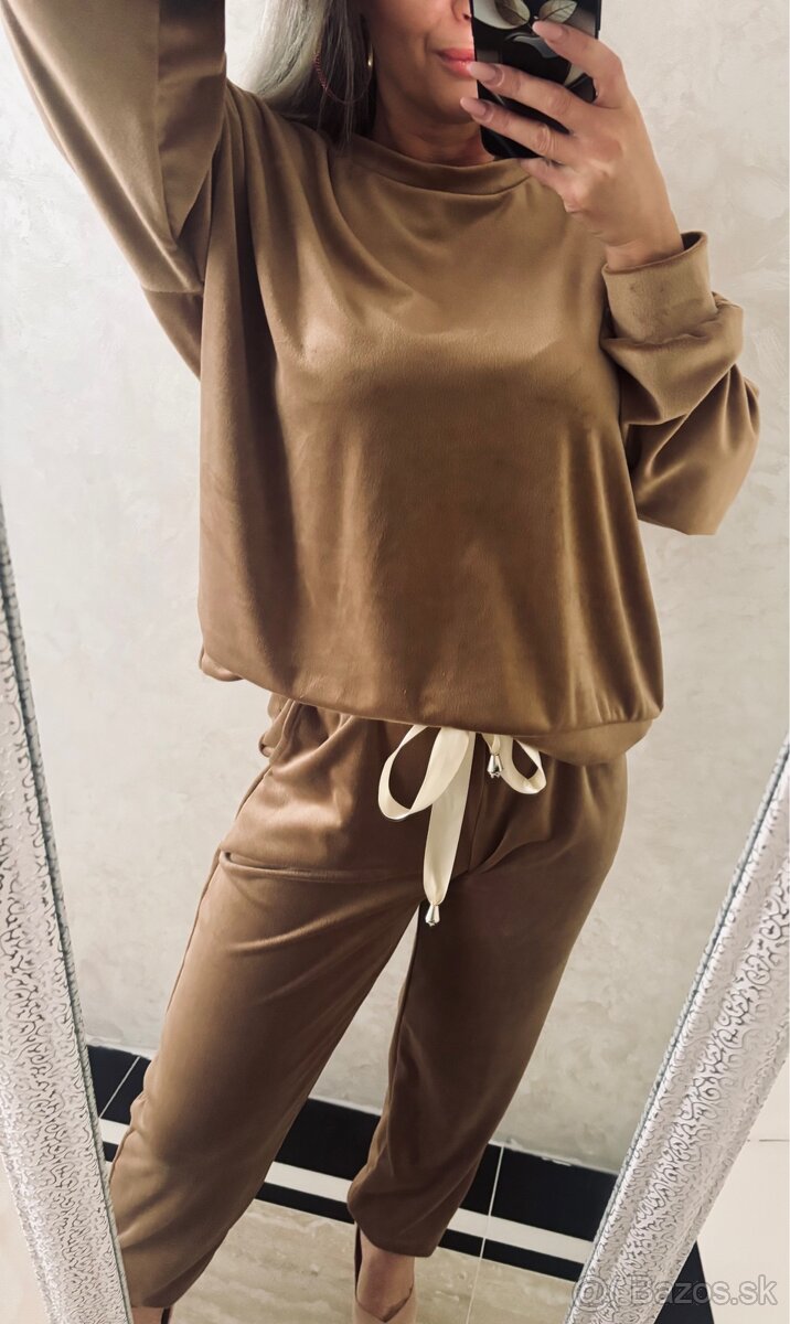 Damska talianska velurova suprava browni - 7