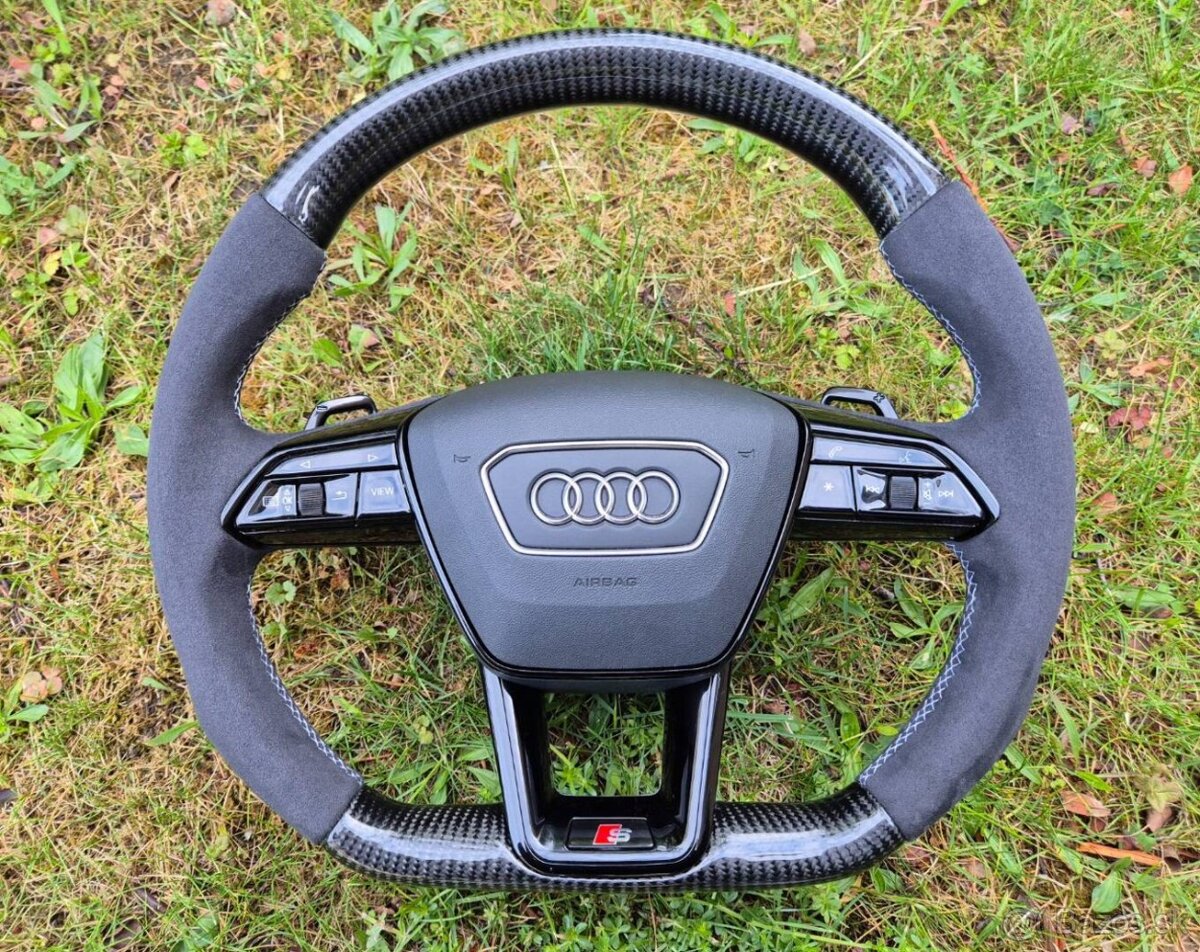 VOLANT AUDI KARBON ALKANTARA ČIERNY PREMIUM DEKOR + RS PADLA - 7