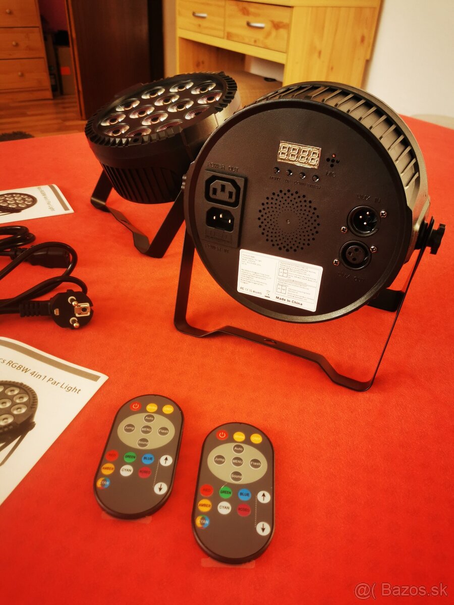 4ks led par reflektory RGBW-140W, diaľkové aj DMX + TAŠKA - 7