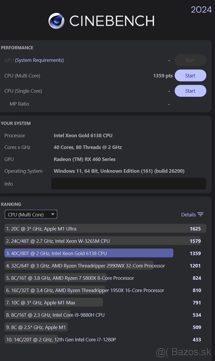 Počitač HP Z6 G4 - Intel Xeon - 40 jadier - 7