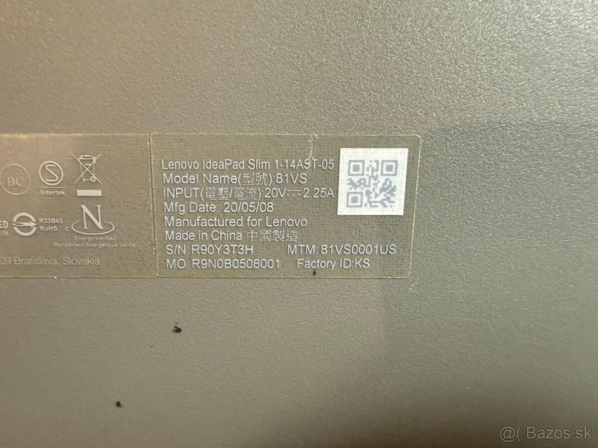 Predám na diely notebook Lenovo Slim 1 14AST 05 - 7