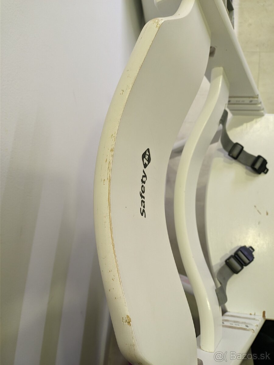 Detská jedálenská stolička Biela drevená - 7