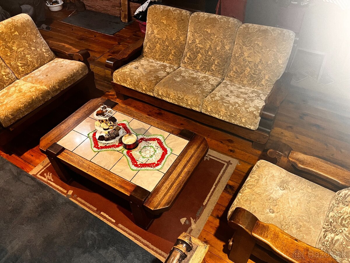 masívny nábytok - sedačka + konferenčný stolík - 7