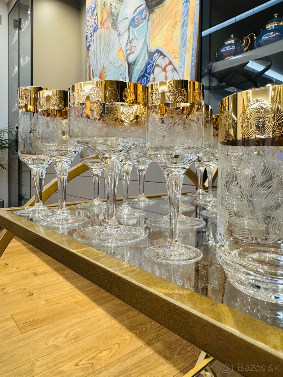 Sada pohárov z krištálového skla LR Czechoslovakia,posielam - 7