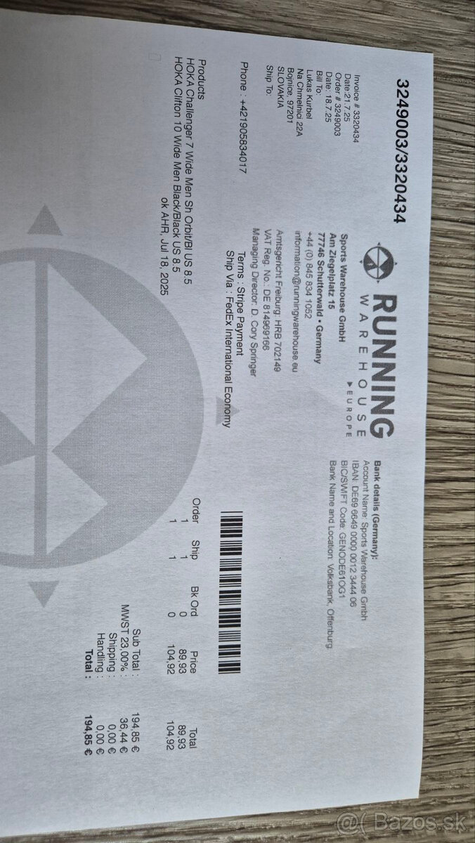 Predám HOKA Clifton 10 Wide M black/black veľ.8 (42) nové - 7