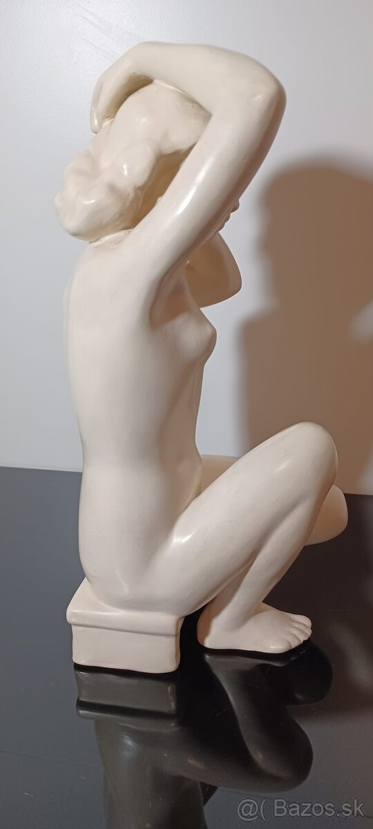 Veľká zberateľská keramická značená socha Akt 60-te roky . - 7