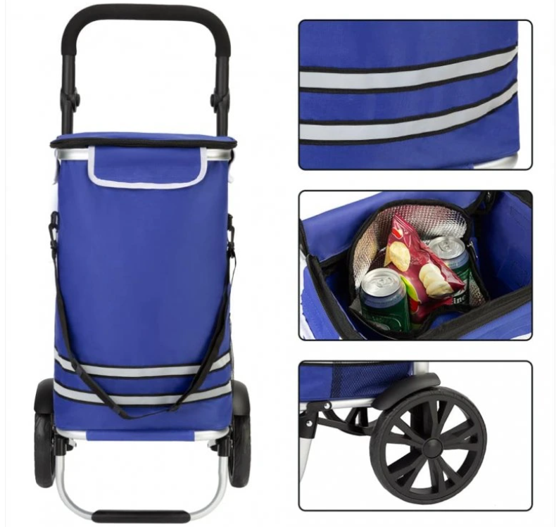 Nákupný vozík skladací taška 56 L - čierny a modrý - 7