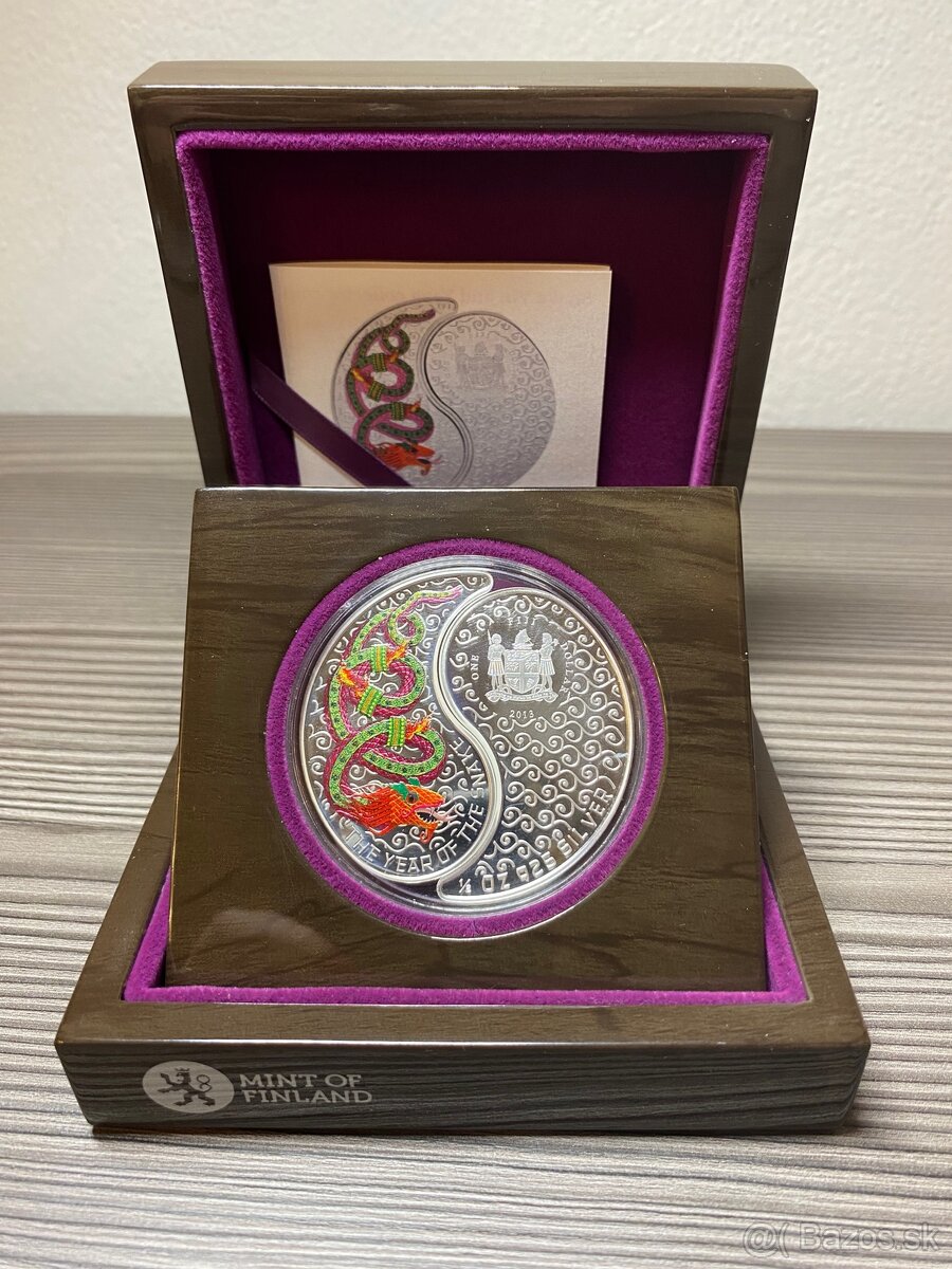 Fiji 2013 snake Yin and Yang Strieborná minca zberatelska - 7