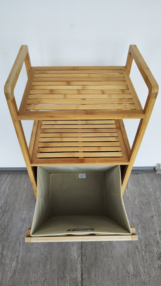 Bambusová polica s košom na prádlo - 7