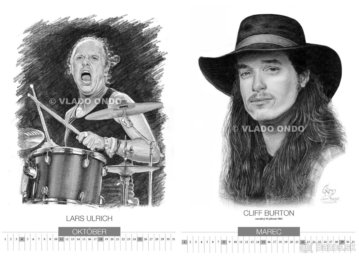 Unikátny kreslený kalendár portrétov Metallica 2026 - 7