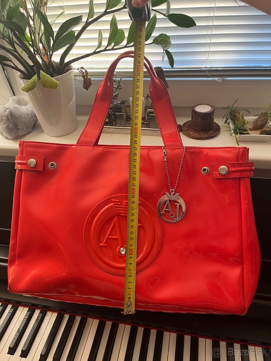 Armani Jeans kabelka originál červená lakovaná - 7