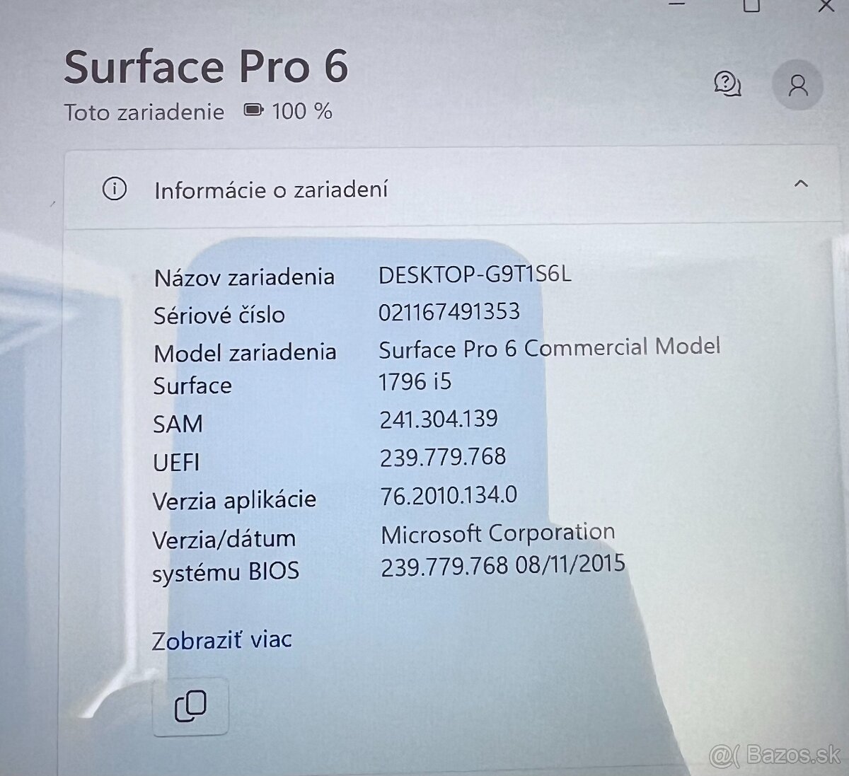 Microsoft Surface Pro 6 / i5-8350U / 8GB RAM / 256GB / 12" - 7