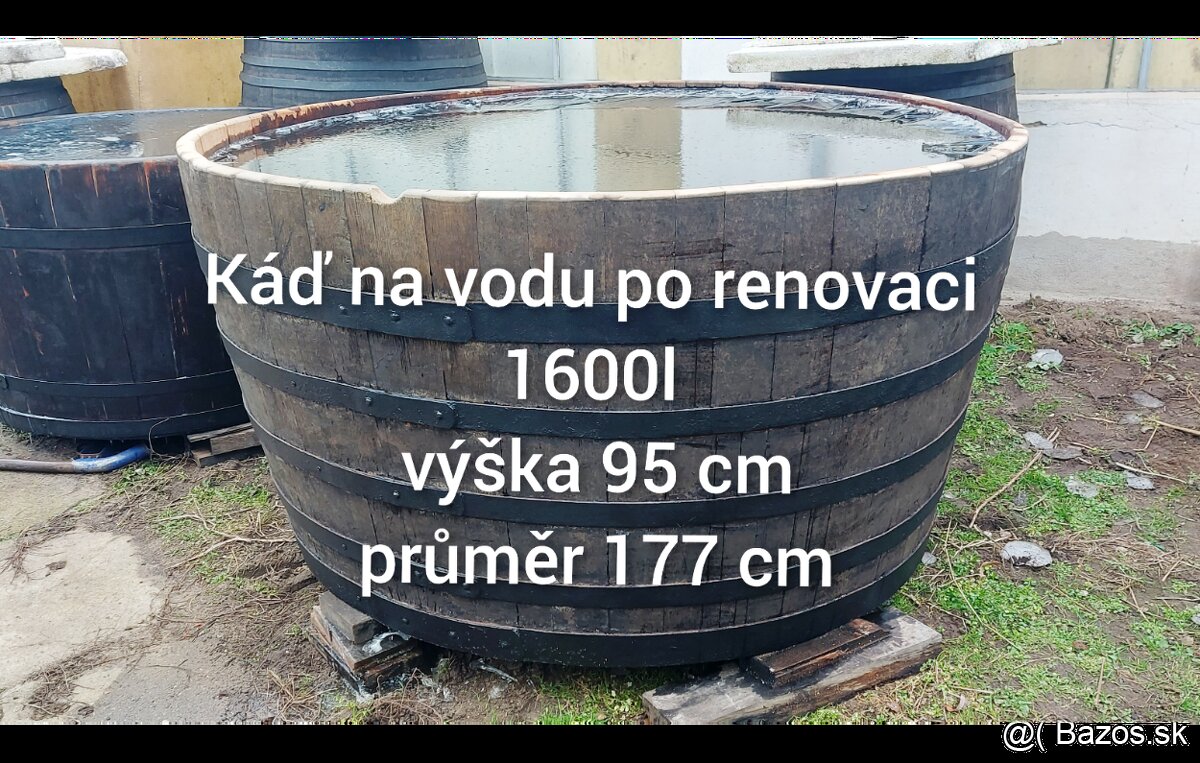 Prodám dřevěné sudy a kádě 100l - 1700l - 7