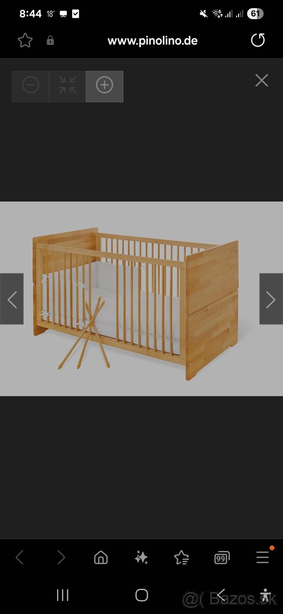 Detská drevená postieľka Pinolino 70×140 - 7