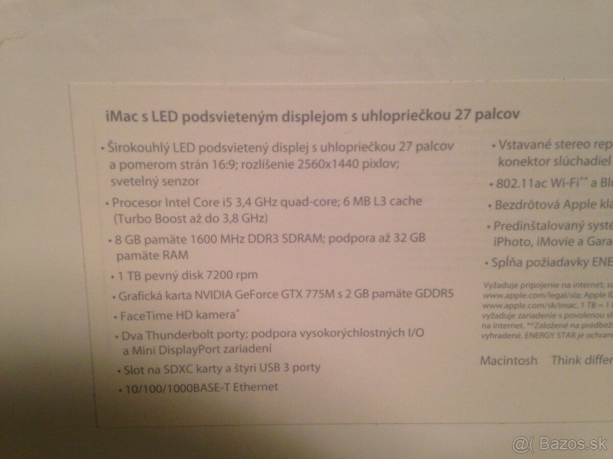Apple iMAC 27' 3,4 GHz Inter Core i5 32GB 1600 MHz DDR3 - 7