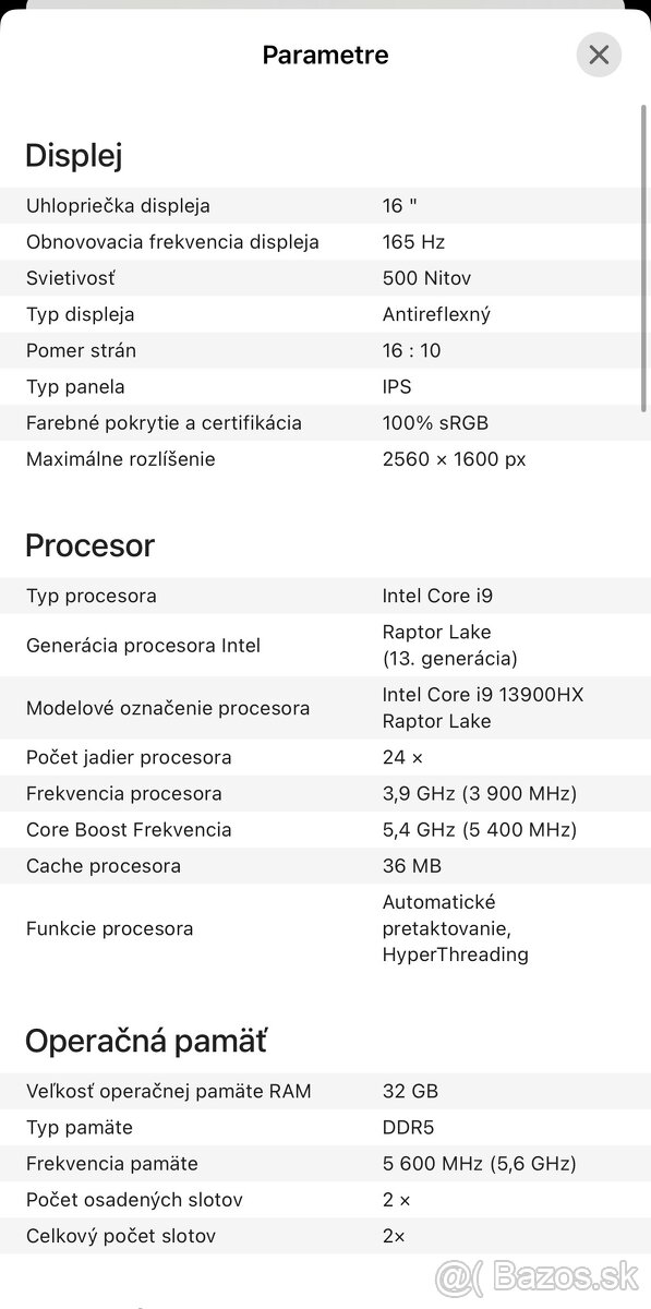 Predám Notebook Acer Predator Helios Neo 16 Obsidian Black - 7