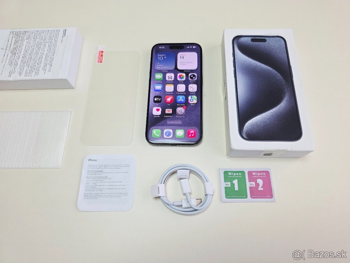 Apple iphone 15 PRO 256GB BLUE TITANIUM,BATERKA 100% - 7