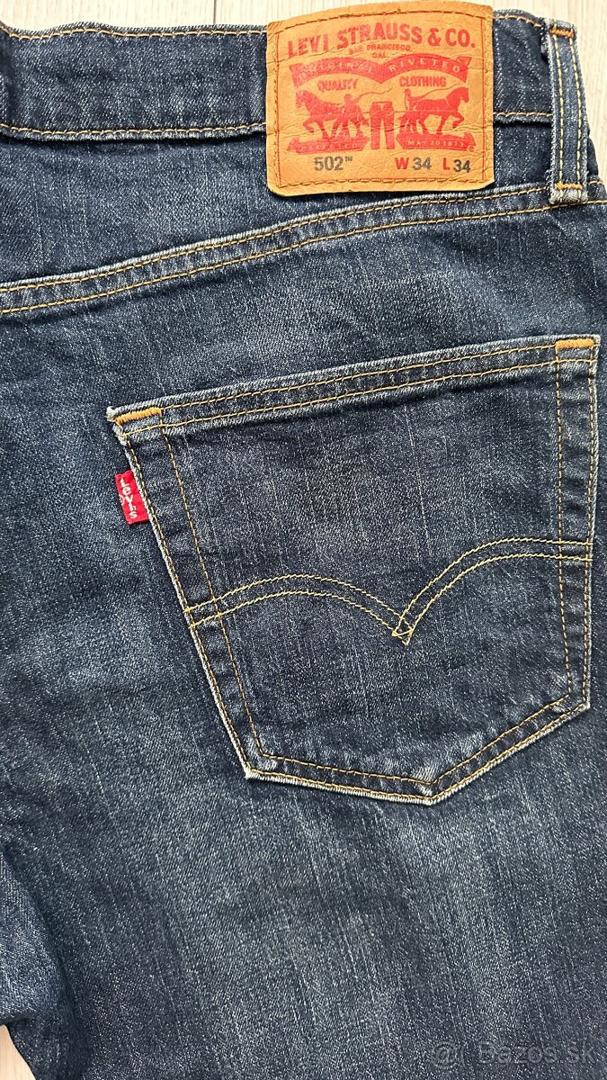 Pánske,kvalitné džínsy LEVIS 502 - veľkosť 34/34 - 7