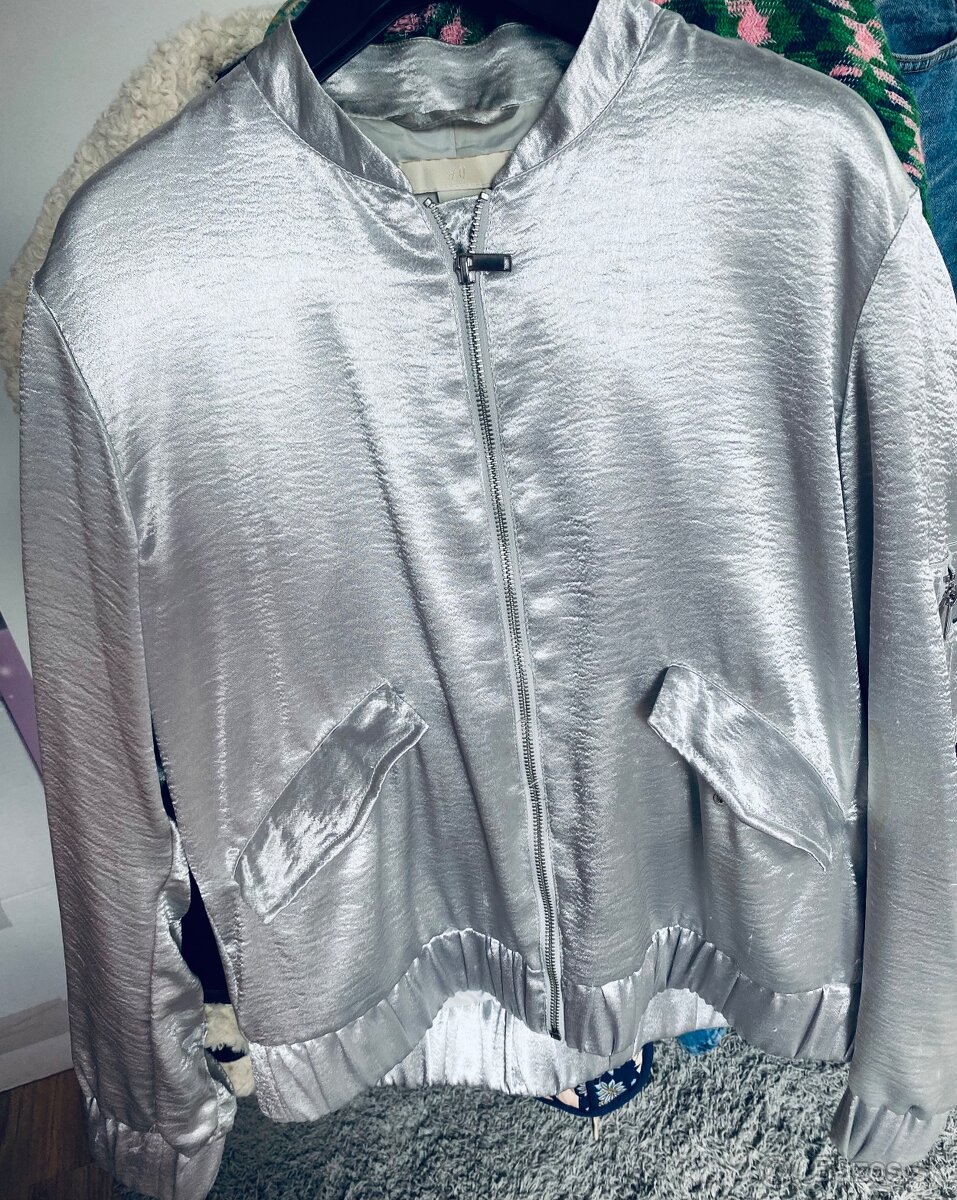 Bomber strieborná bunda - 7