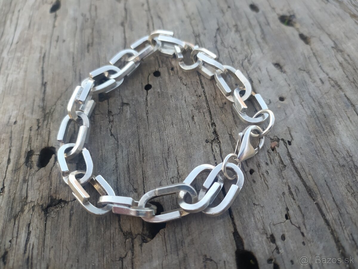 Strieborná retiazka a náramok - ručná práce - 7