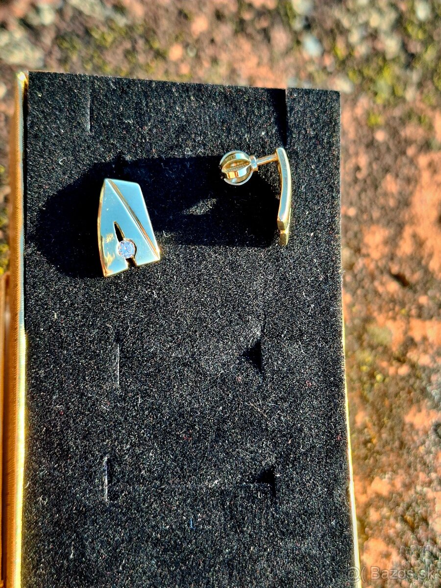 Zlate nausnice s kamienkom krasne 585 - 7