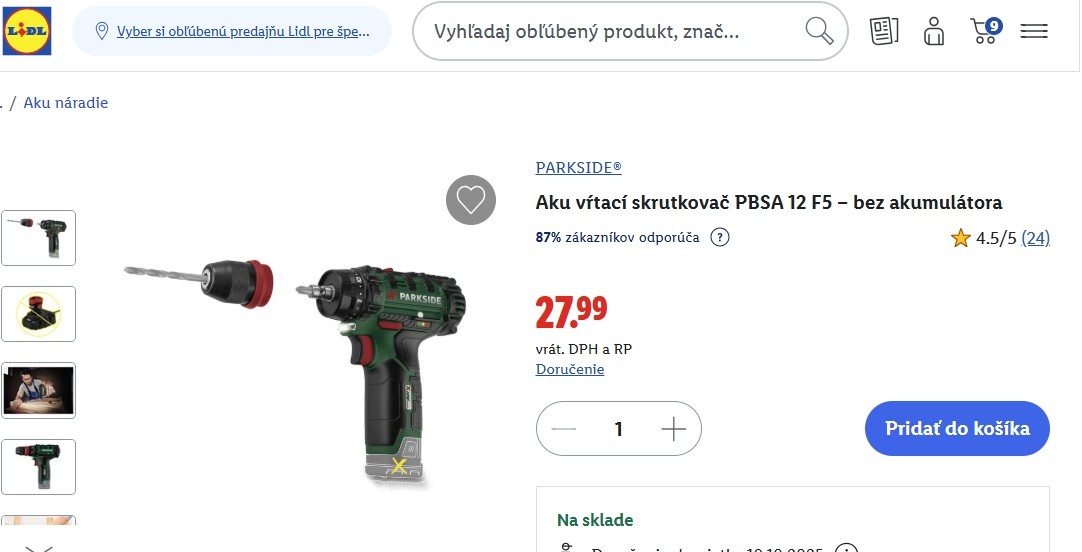 Aku vŕtací skrutkovač 12 V PBSA 12 - nepouzité, záruka - 7