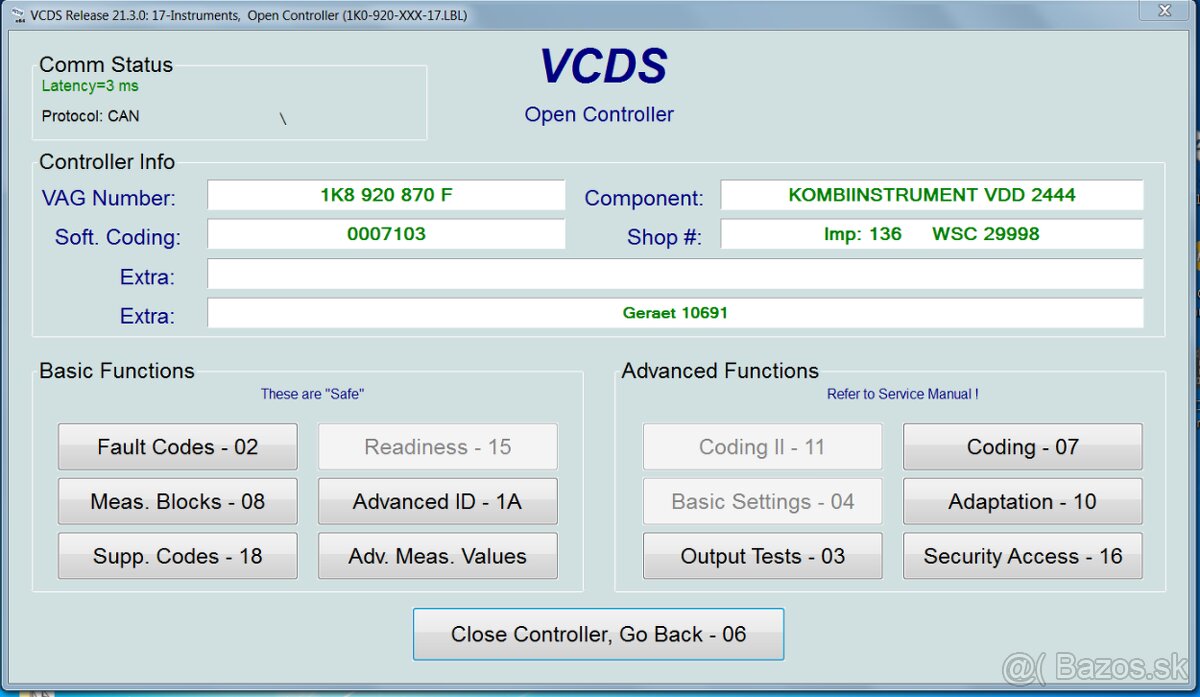 Predám Maxidot budíky 1K8920870F Volkswagen Golf 5 Benzin - 7