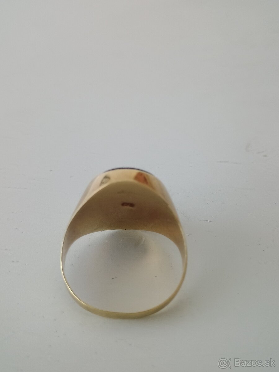 Pánsky zlatý prsten s ónyxom - 7